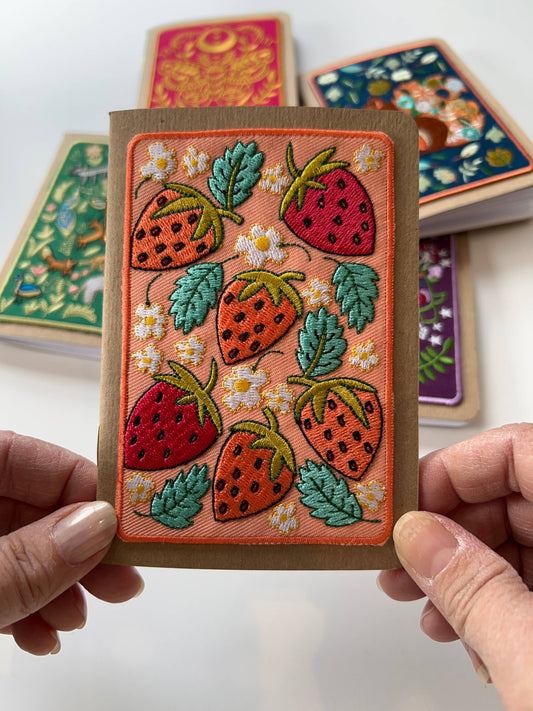 SALE Strawberries Embroidery Pocket Notebook