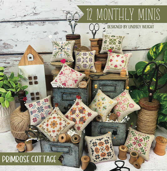 12 Monthly Minis Primrose Cottage Cross Stitch Pattern Physical Copy Nashville 2024