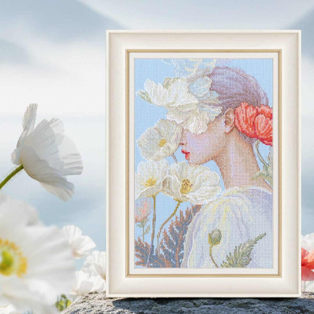 Lady with Flower Cross Stitch Kit RTO Counted M1094