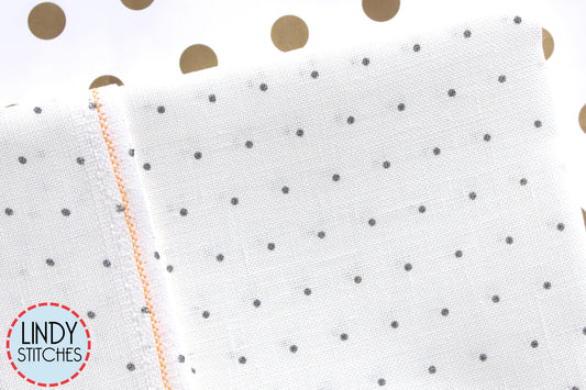 36 ct Basalt Mini Dots on White Linen by Zweigart Cross Stitch Fabric