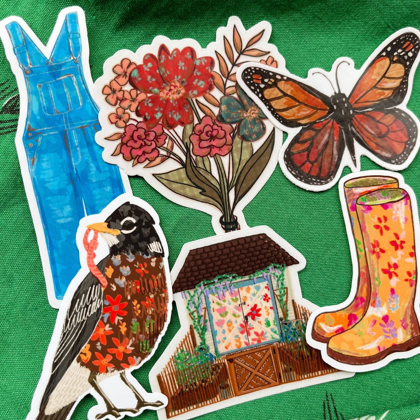 Flowery Robin Vinyl Sticker