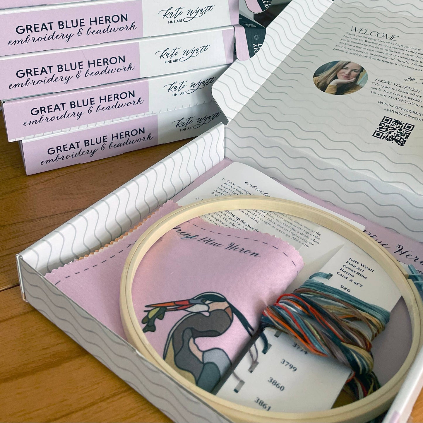 SALE DIY Embroidery and Beadwork Kit - Great Blue Heron (8")