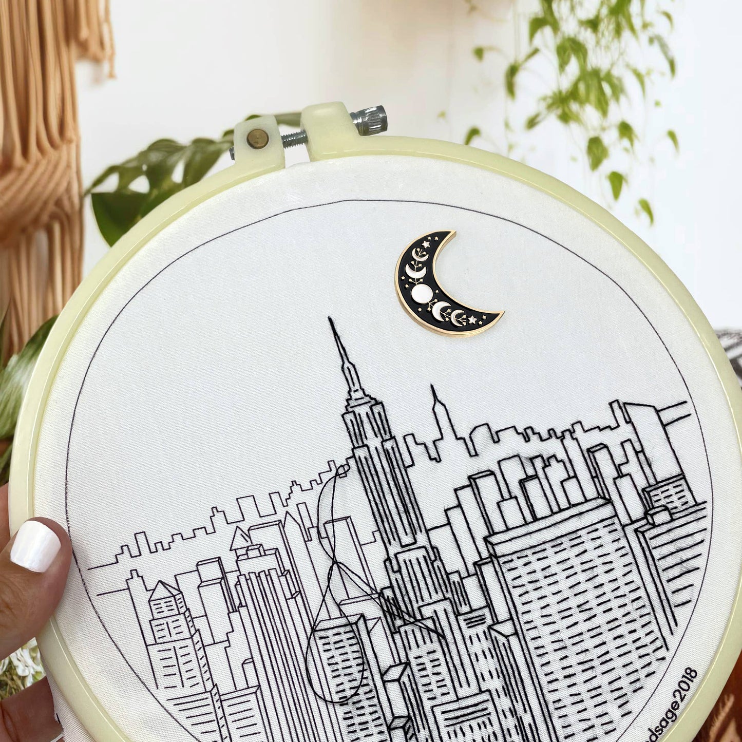 Moon and Stars - Magnetic Needle Minder