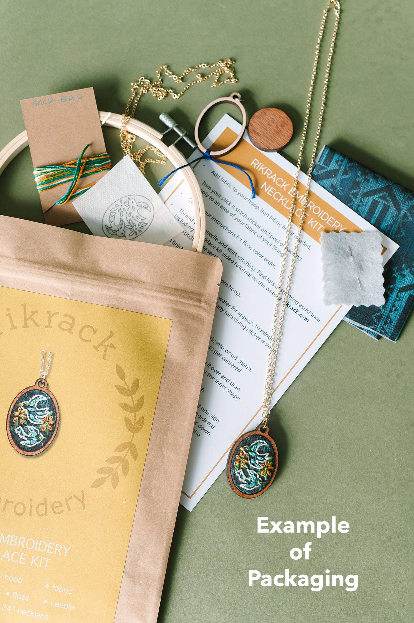 Folk Flowers Embroidery Necklace Kit