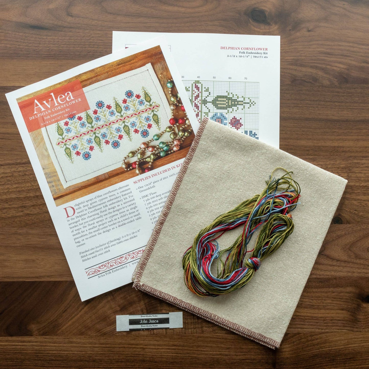 Cross Stitch Kit - Delphian Cornflower Avlea Folk Embroidery