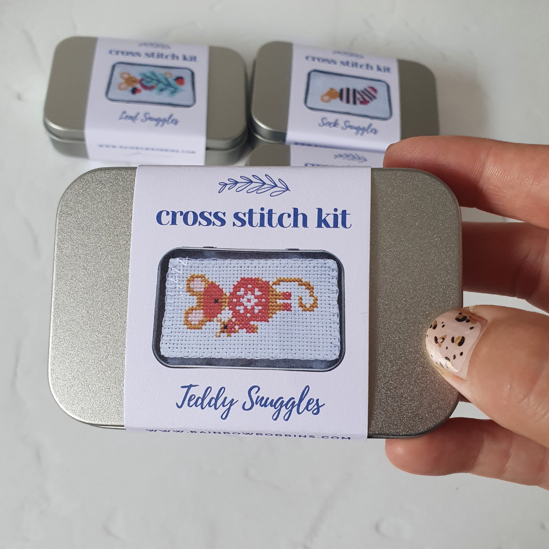 Teddy Snuggles Mini Cross Stitch Kits Beginner Friendly