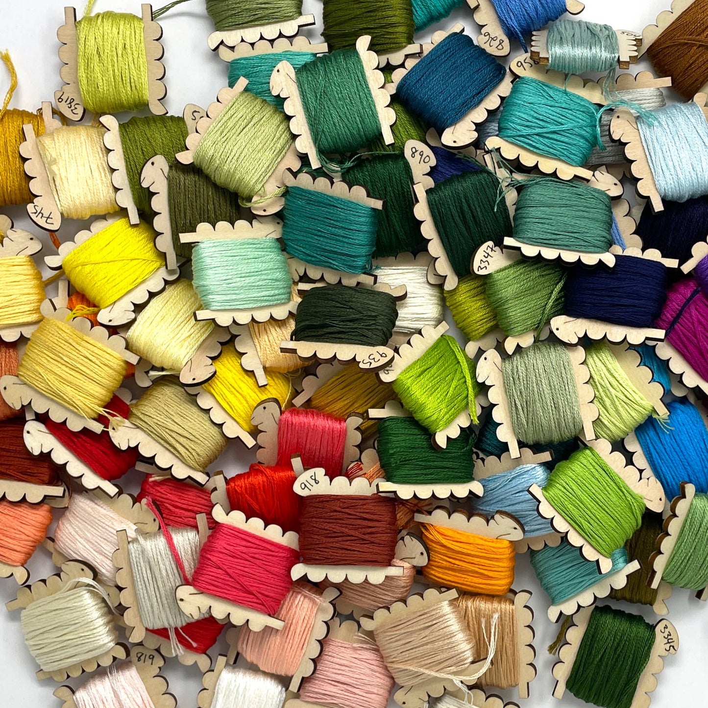 Nordic Sheep Wooden Thread Bobbins - Set of 10