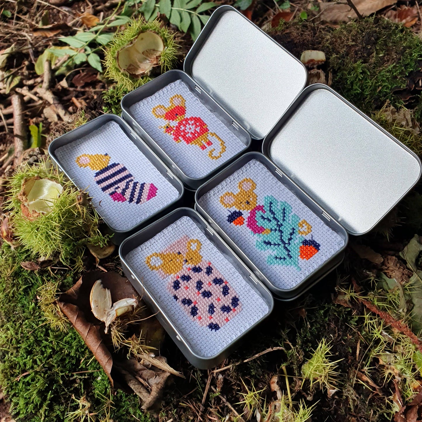 Leaf Snuggles Mini Cross Stitch Kit Beginner Friendly