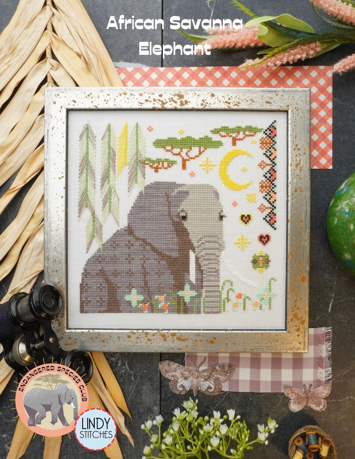 African Savanna Elephant Cross Stitch Pattern by Lindy Stitches Endangered Species Club #2