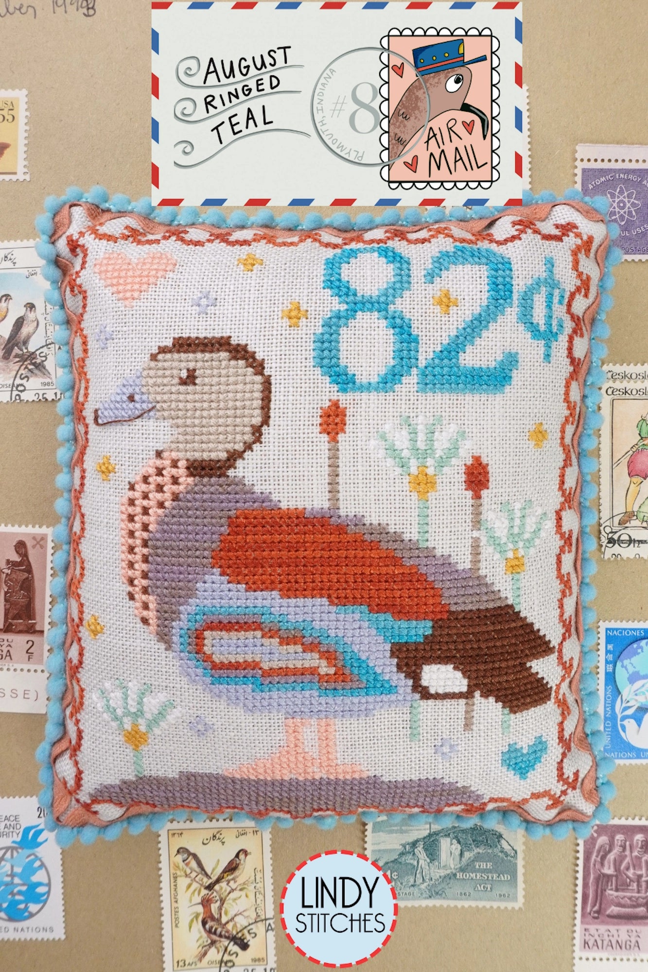 Air Mail August #8 Floss Pack Ringed Teal Weeks Dye Works Floss