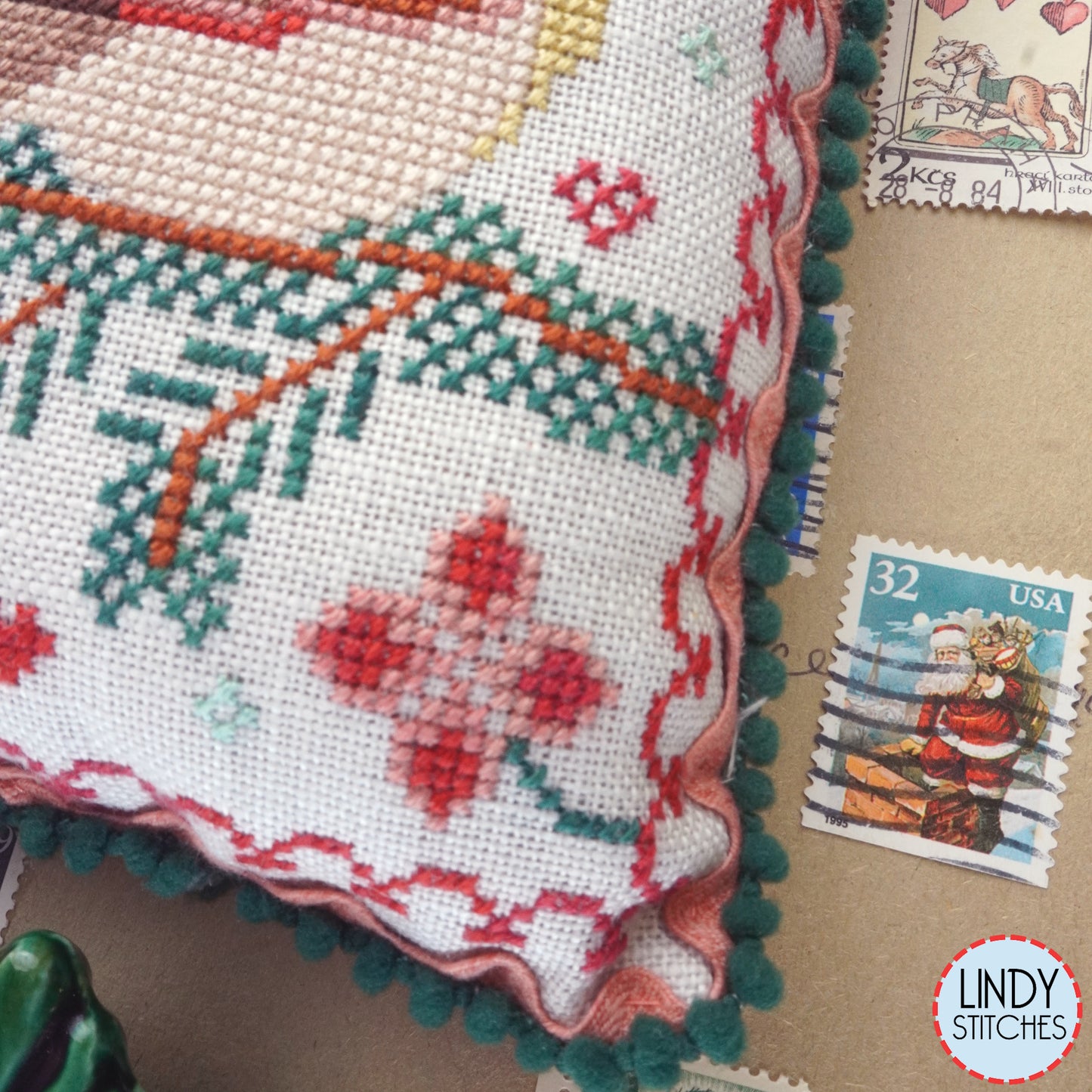 Air Mail December #10 Northern Cardinal Cross Stitch Pattern by Lindy Stitches