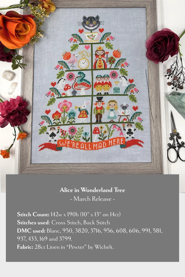 Alice in Wonderland Tree Cross Stitch Pattern by Tiny Modernist PHYSICAL copy