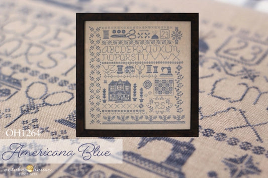 Americana Blue Cross Stitch Pattern by October House Fiber Arts Physical Copy