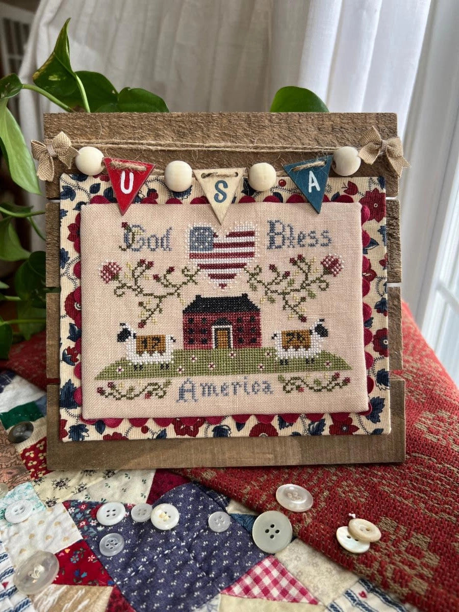 Annie Beez Folk Art AMERICANA SHEEP Cross Stitch Pattern