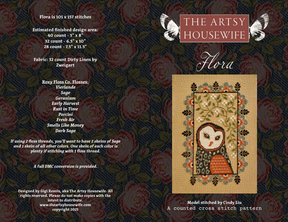 Flora Cross Stitch Pattern Physical Copy Artsy Housewife