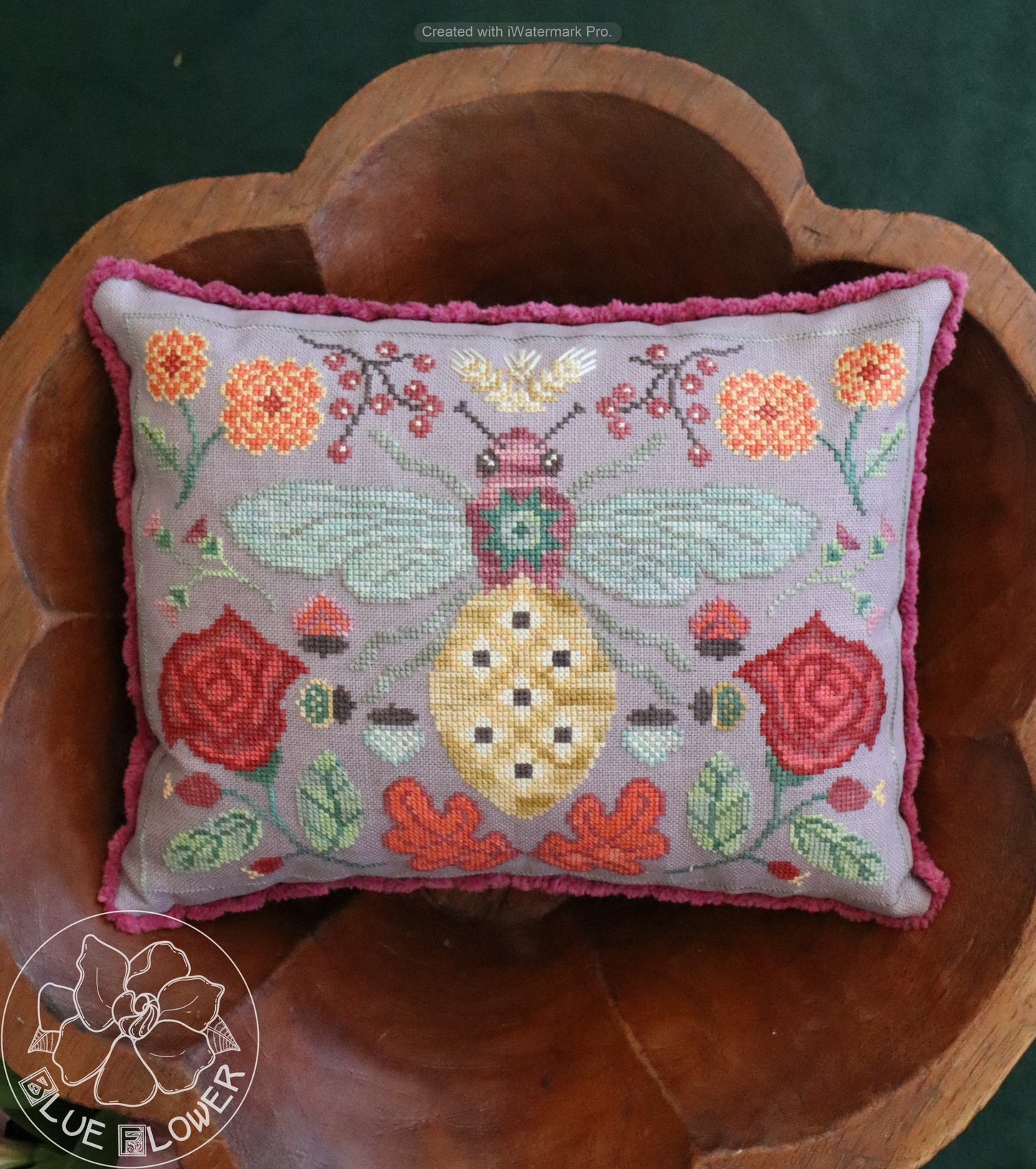 Autumn Bee Cross Stitch Pattern The Blue Flower Physical Copy