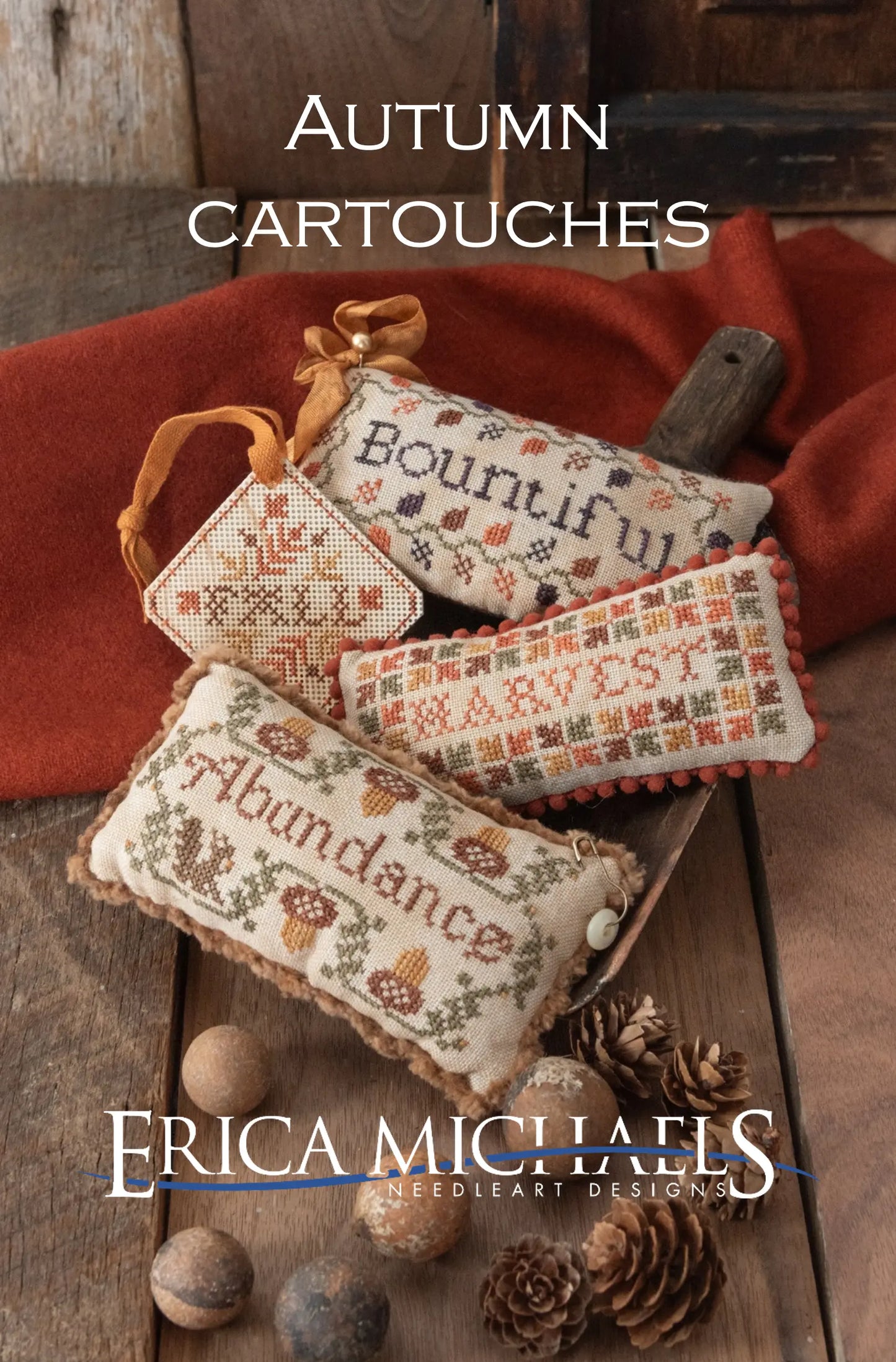 PREORDER Erica Michaels AUTUMN CARTOUCHES Cross Stitch Pattern