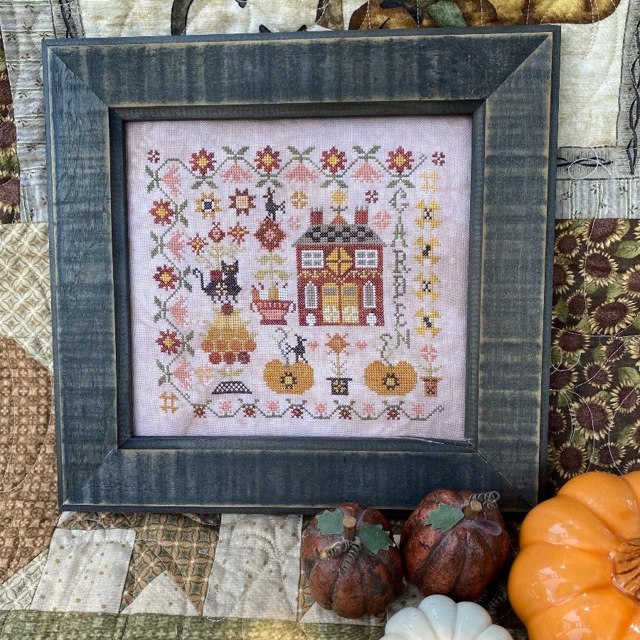 Autumn Garden at Cranberry Manor by Pansy Patch Stitchery Cross Stitch Pattern Physical Copy
