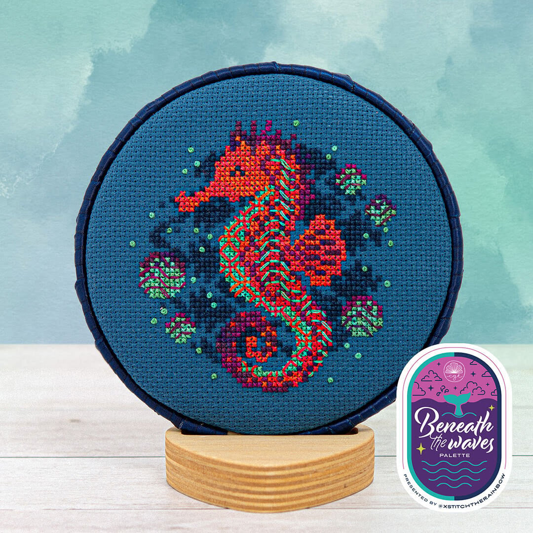 PREORDER Counting Puddles BUBBLE SEAHORSE Xstitch The Rainbow Cross Stitch Pattern Nashville Market
