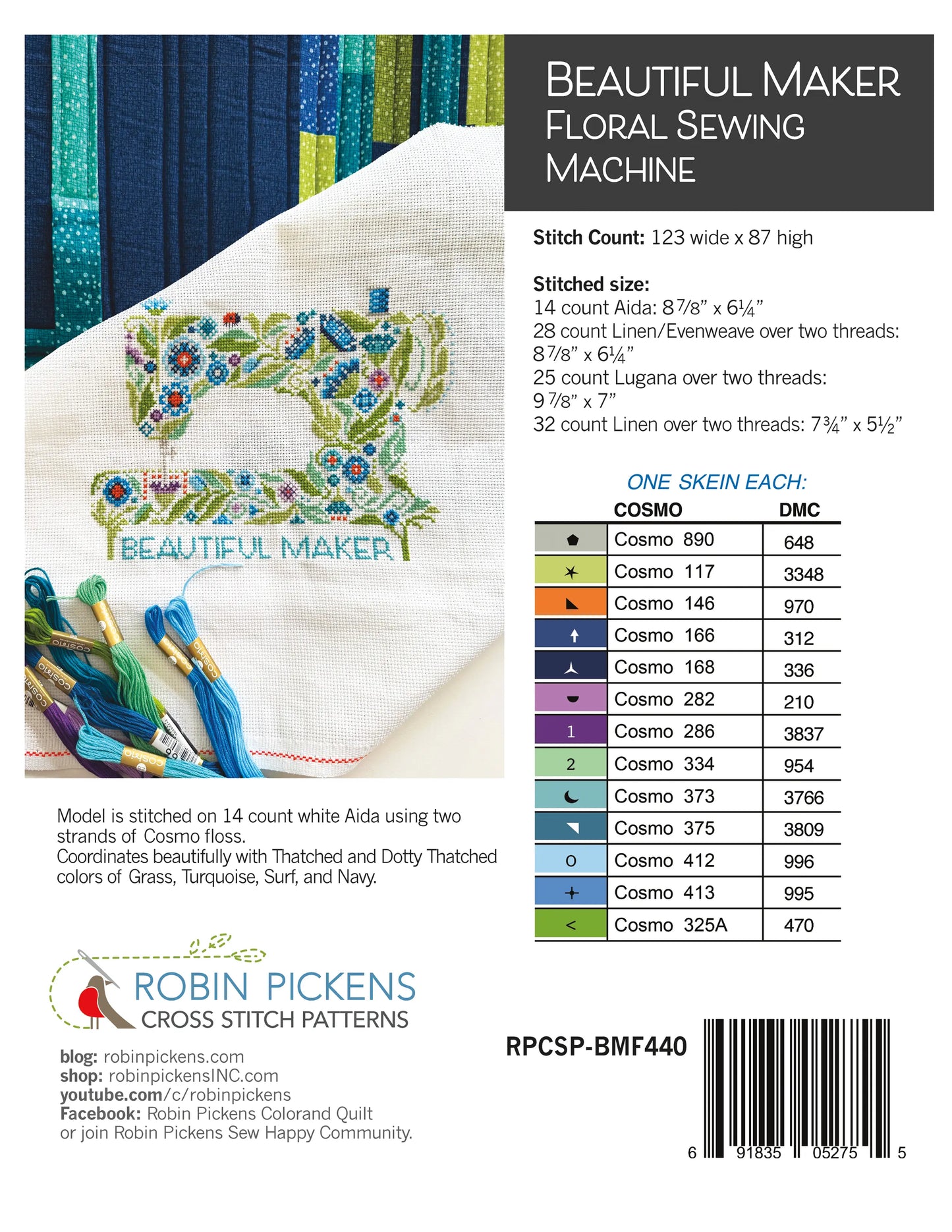 Robin Pickens BEAUTIFUL MAKER Cross Stitch Pattern