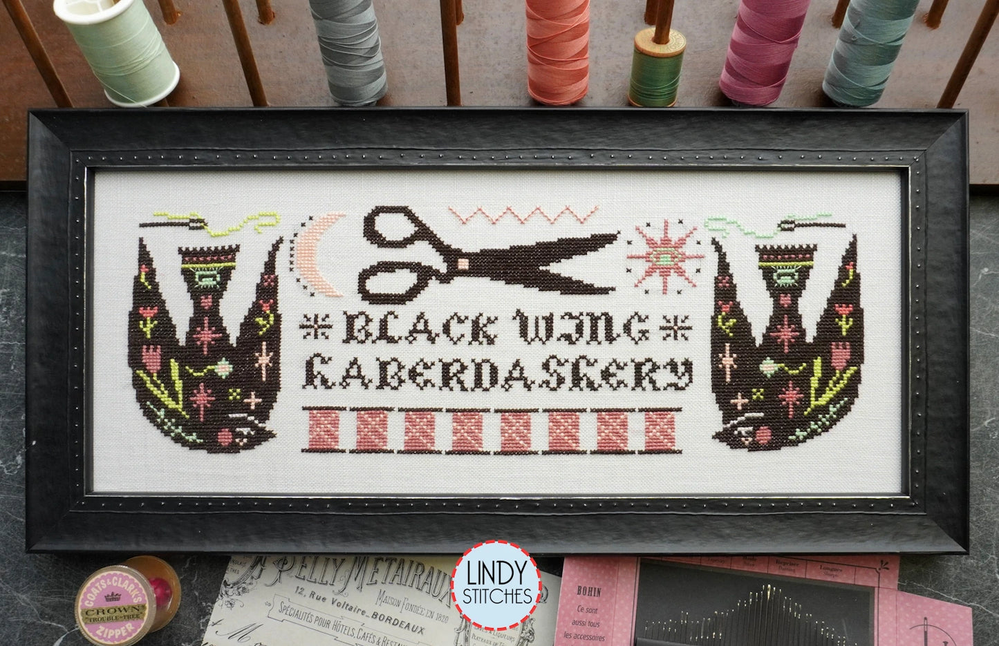 PREORDER Black Wing Haberdashery Cross Stitch Pattern by Lindy Stitches