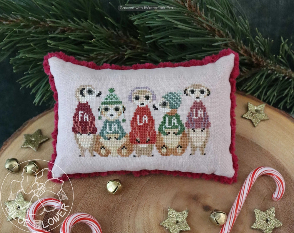 Merry Meerkats Holiday Card 2023 Cross Stitch Pattern by The Blue Flower