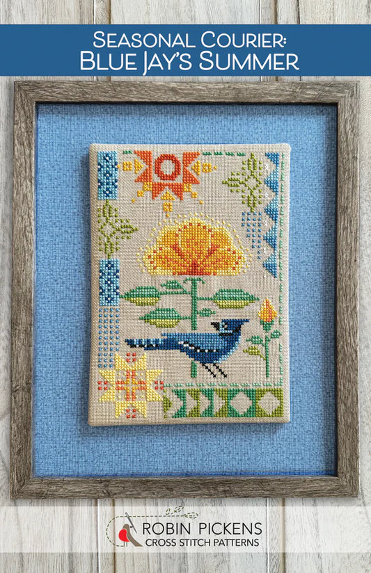 Blue Jay's Summer Seasonal Courier Cross Stitch Pattern by Robin Pickens