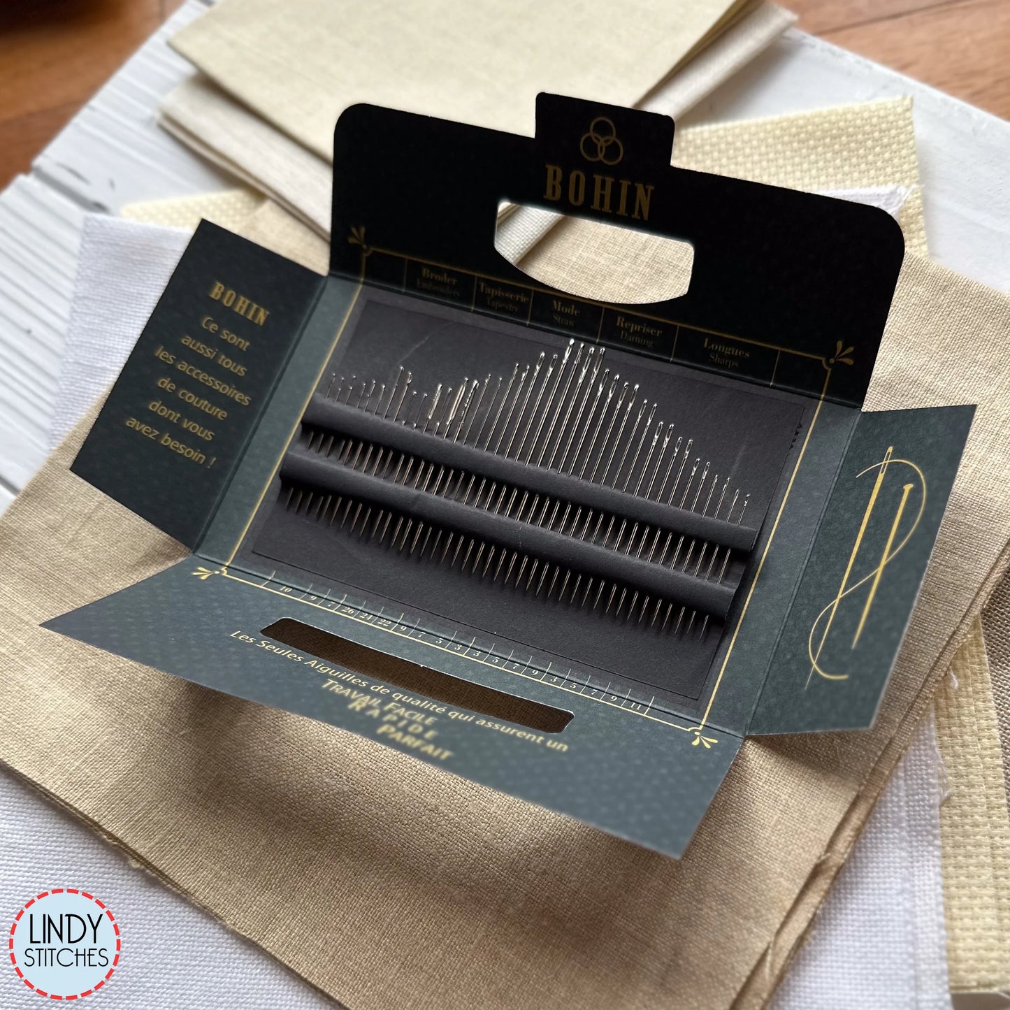 40 Piece Bohin Sewing Needle Book Blue Solange