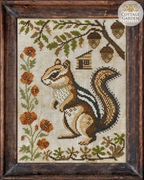 COMING SOON The Chipmunk A Year in the Woods II #6 by Cottage Garden Samplings Cross Stitch Pattern