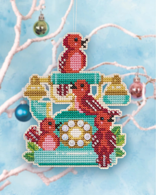 Calling Birds Satsuma Street Cross Stitch Ornament Kit