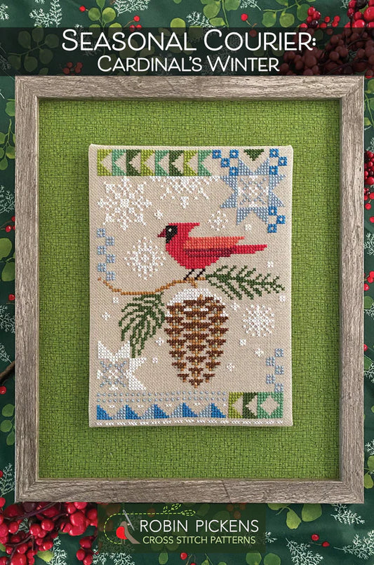 Cardinal's Winter Summer Seasonal Courier Cross Stitch Pattern by Robin Pickens
