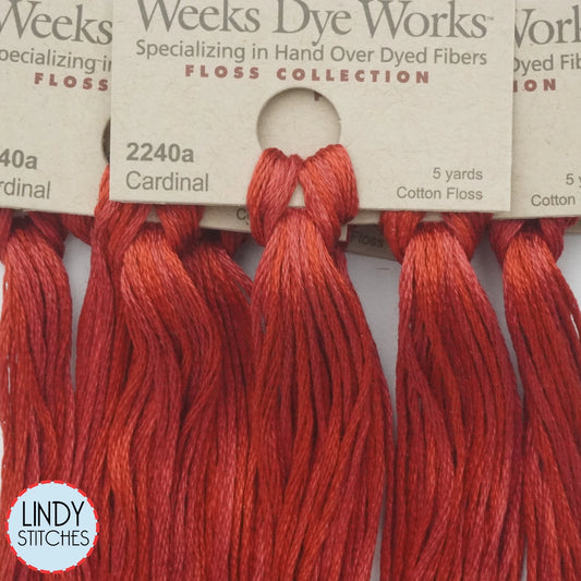 *NEW COLOR!* Cardinal Weeks Dye Works Floss Hand Dyed Cotton Skein 2240a