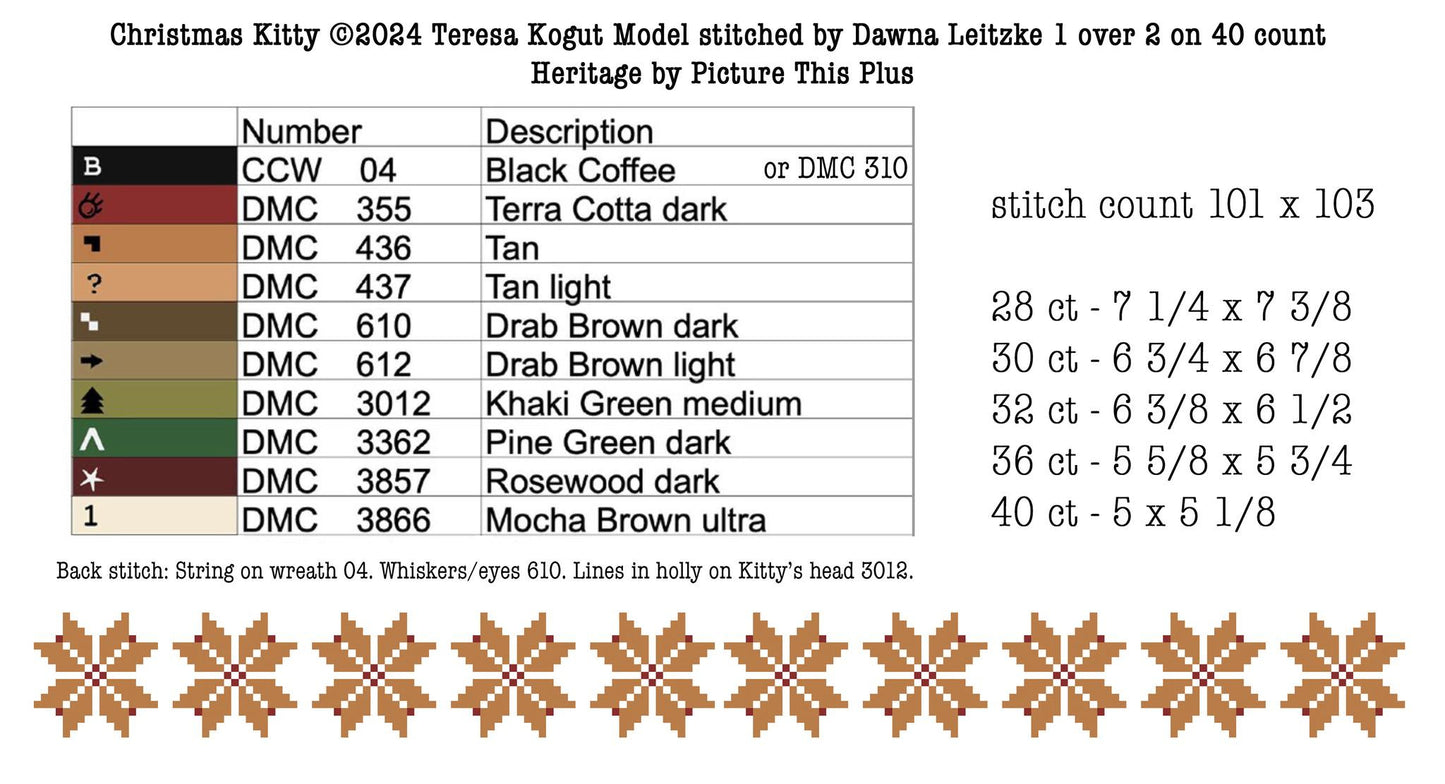 Christmas Kitty Teresa Kogut Cross Stitch Chart