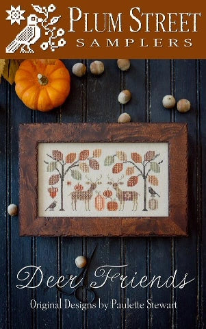 Deer Friends Plum Street Samplers Cross Stitch Pattern