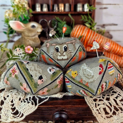 Easter Biscornu Trio cross stitch pattern by Puntini Puntini Nashville Market
