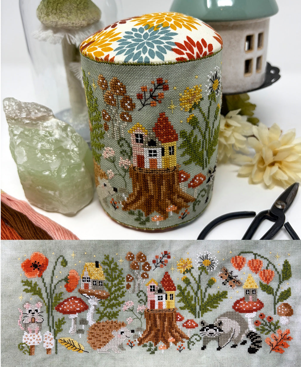 PREORDER Tiny Modernist FOREST VIEW DRUM Cross Stitch Pattern