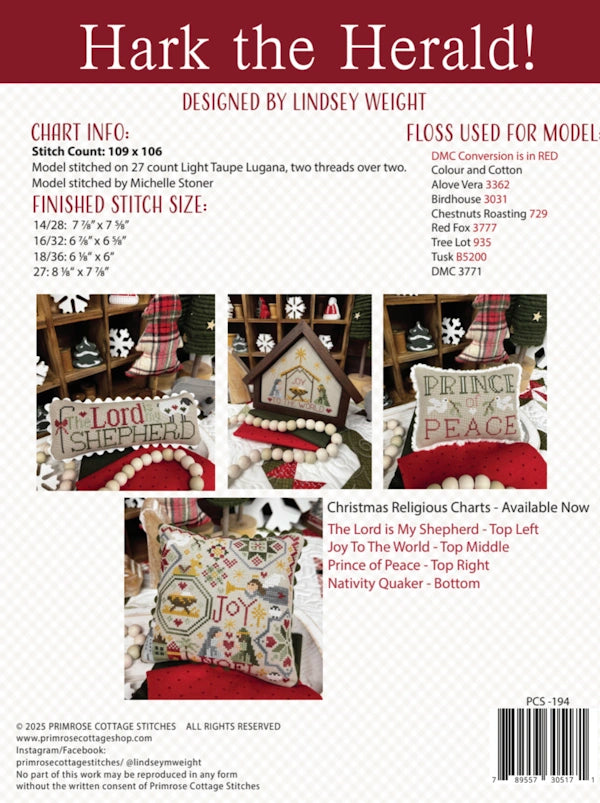 PREORDER Hark The Herald! Primrose Cottage Cross Stitch Pattern