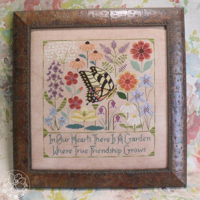 PREORDER Blue Flower HEART'S GARDEN Cross Stitch Pattern Nashville Market