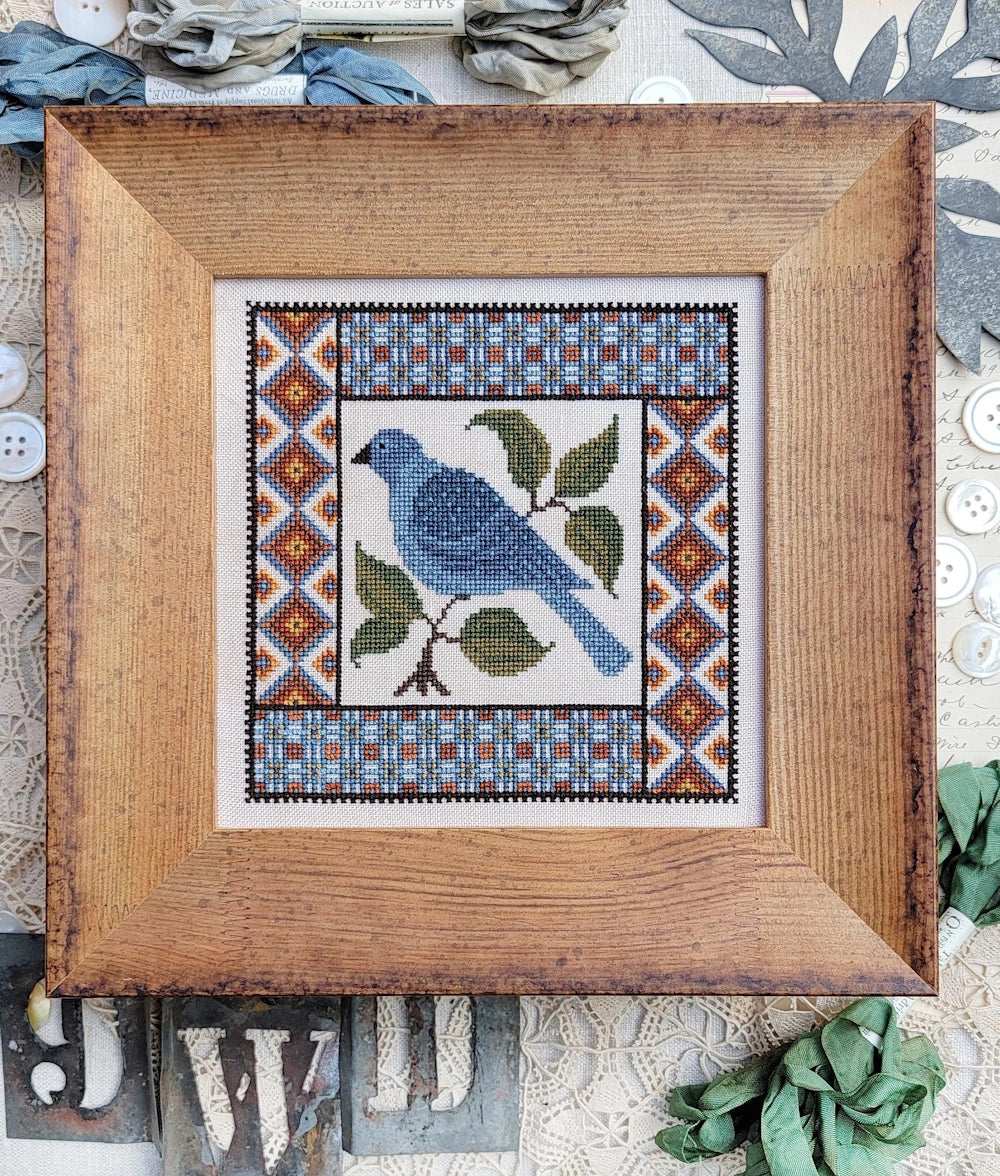 PREORDER Hello From Liz Matthews PLAID BIRD Cross Stitch Pattern