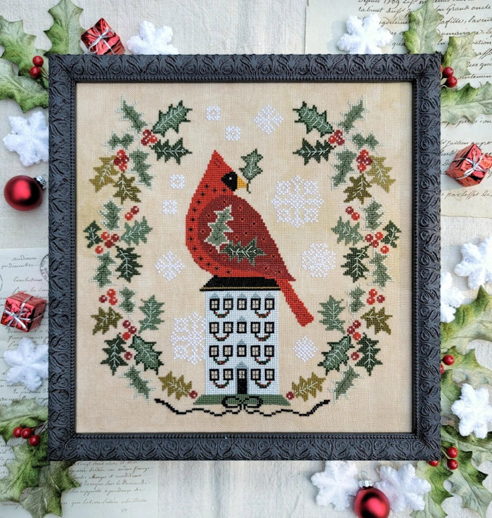 PREORDER Hello from Liz Mathews HOLLY WREATH Cross Stitch Pattern