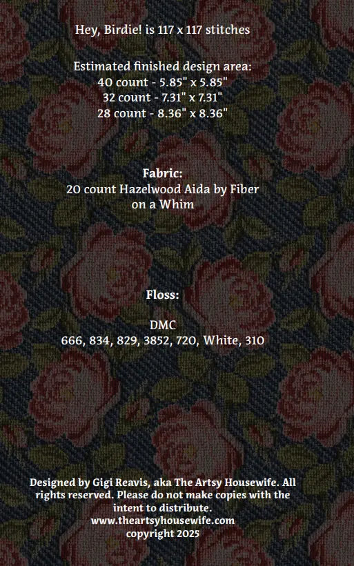 The Artsy Housewife HEY, BIRDIE! Cross Stitch Pattern