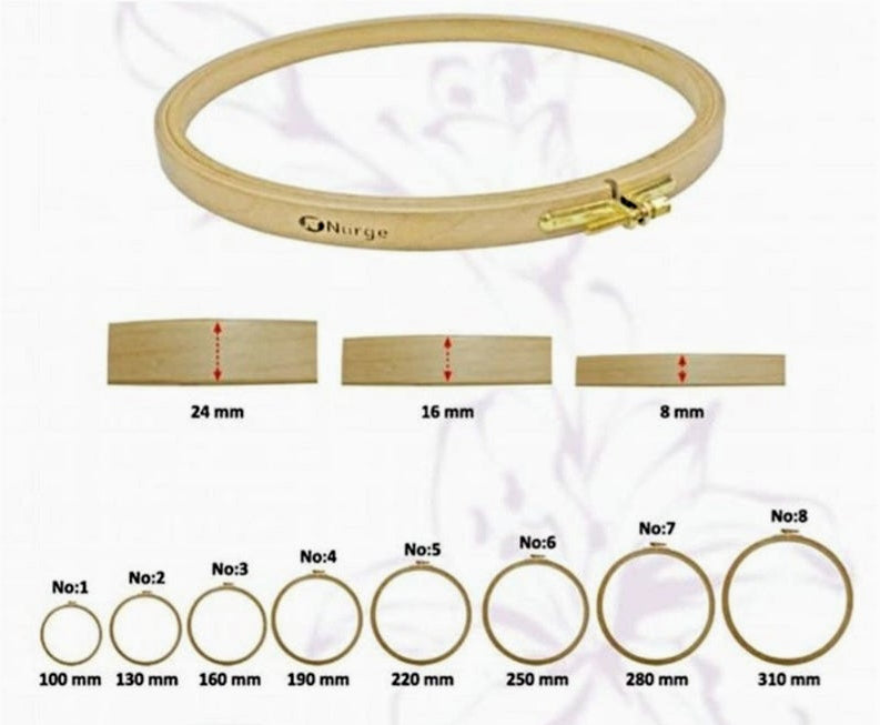 Nurge Luxury Beech Embroidery Hoops 16mm Thickness