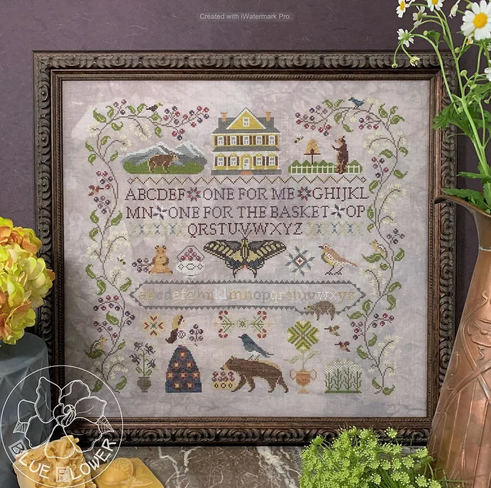 Huckleberry Farm Cross Stitch Pattern The Blue Flower Physical Copy