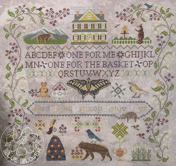 Huckleberry Farm Cross Stitch Pattern The Blue Flower Physical Copy