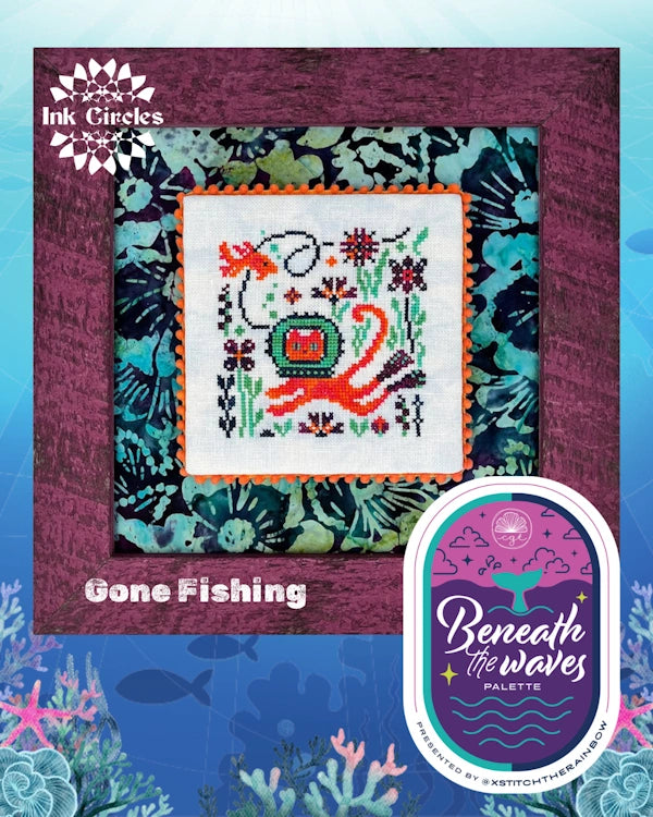 Ink Circles GONE FISHING Cross Stitch Pattern