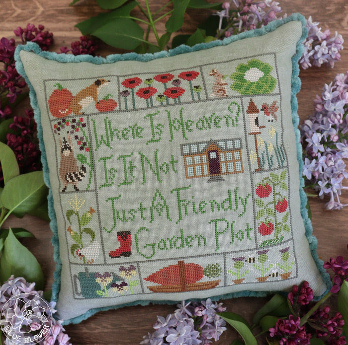 In the Garden Cross Stitch Pattern Physical Copy The Blue Flower