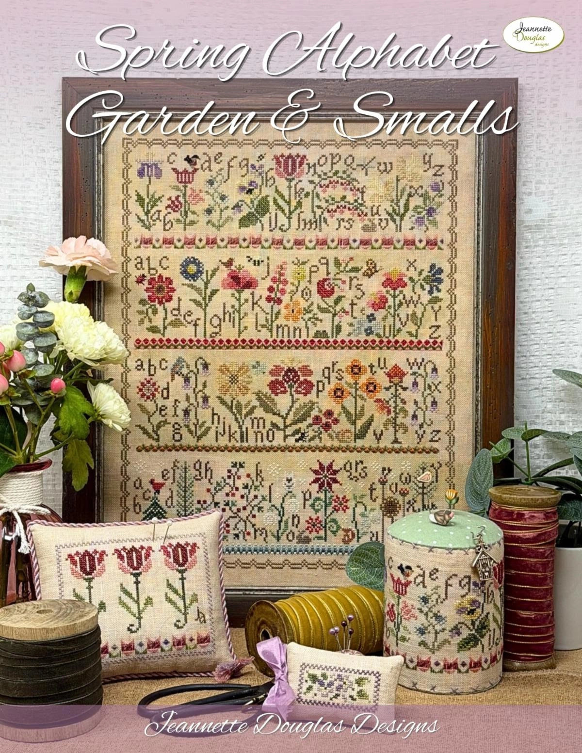 PREORDER Jeannette Douglas SPRING ALPHABET GARDEN & SMALLS Cross Stitch Pattern Nashville Market