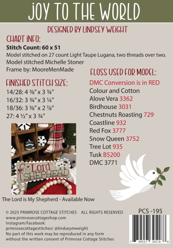 PREORDER Joy to the World Primrose Cottage Cross Stitch Pattern