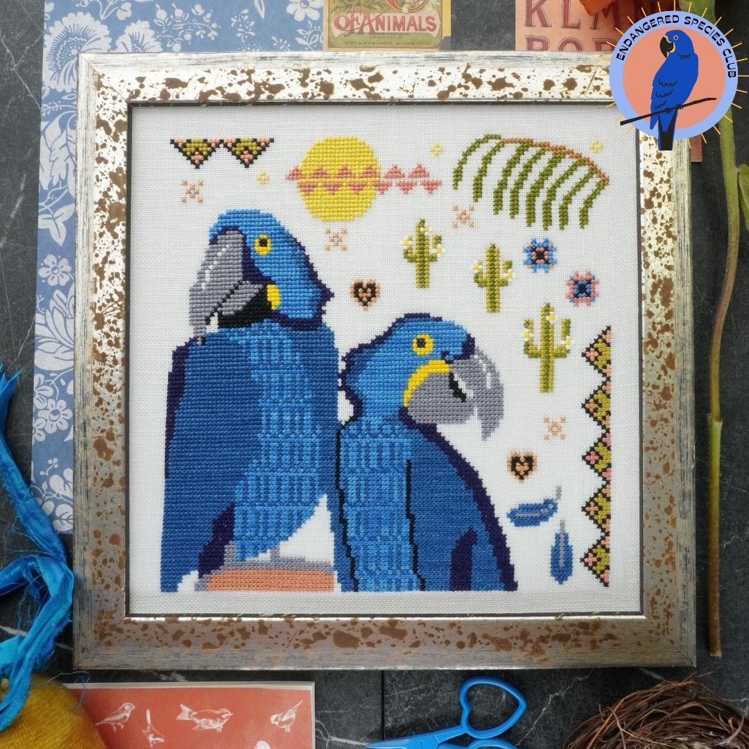 LEAR'S MACAW Lindy Stitches Cross Stitch Pattern Endangered Species Club #6