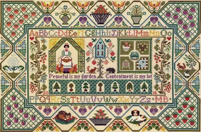 Peaceful Garden Sampler by Moira Blackburn Cross Stitch Pattern Peaceful Garden Sampler by Moira Blackburn Cross Stitch Pattern